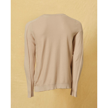 Pull en coton beige texturé Manostorti