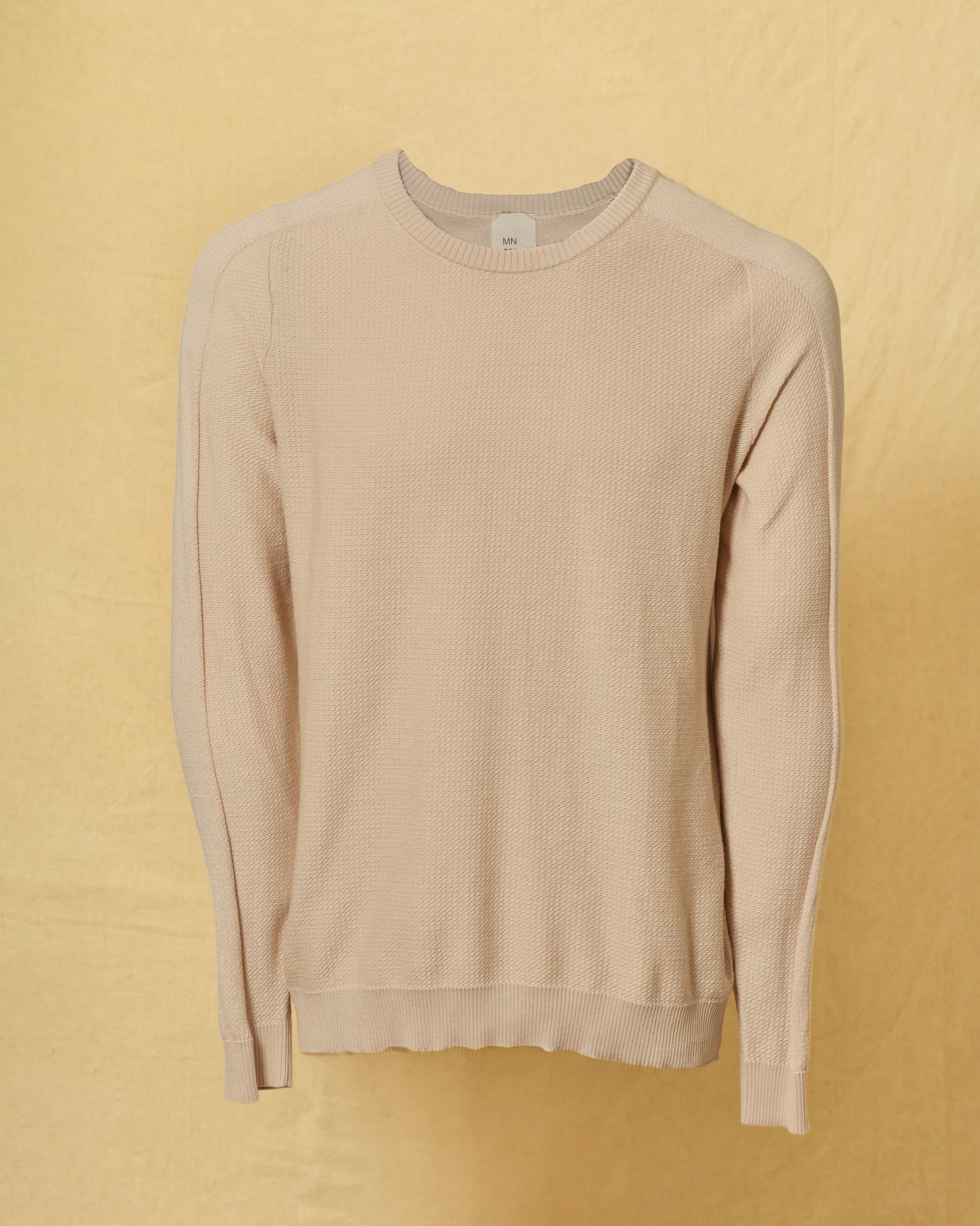 Pull en coton beige texturé Manostorti
