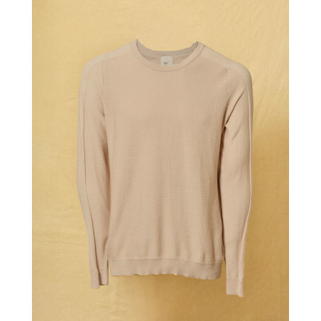 Pull en coton beige texturé Manostorti
