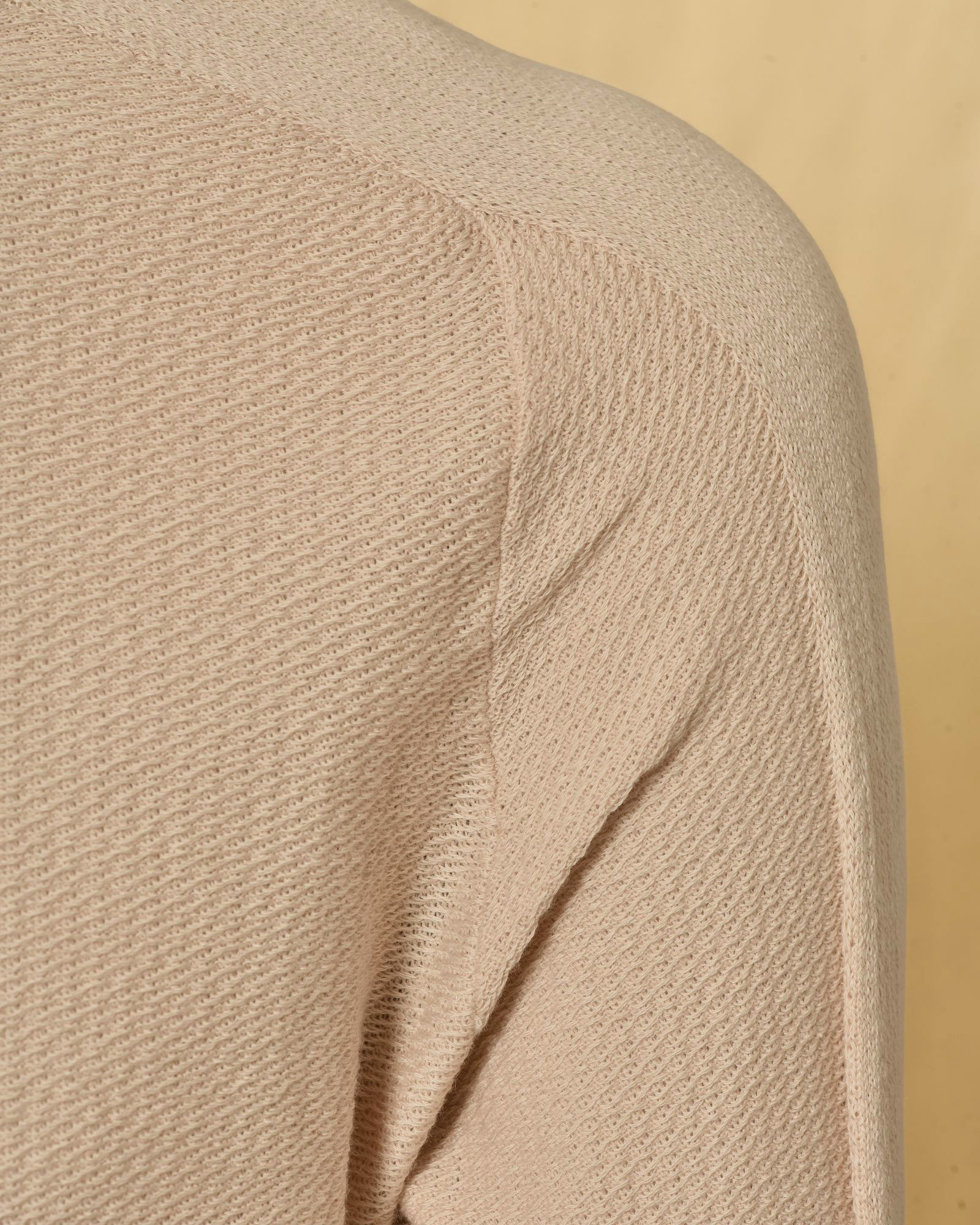 Pull en coton beige texturé Manostorti