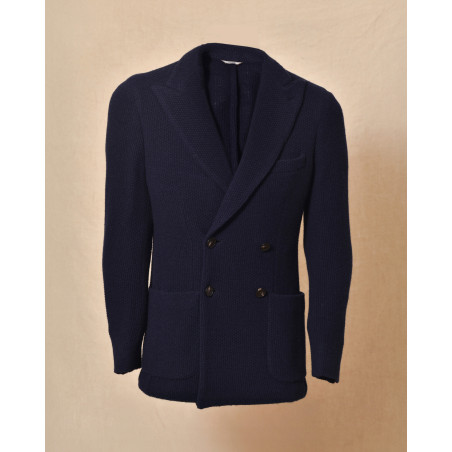 Veste en maille bleue texturée Roda