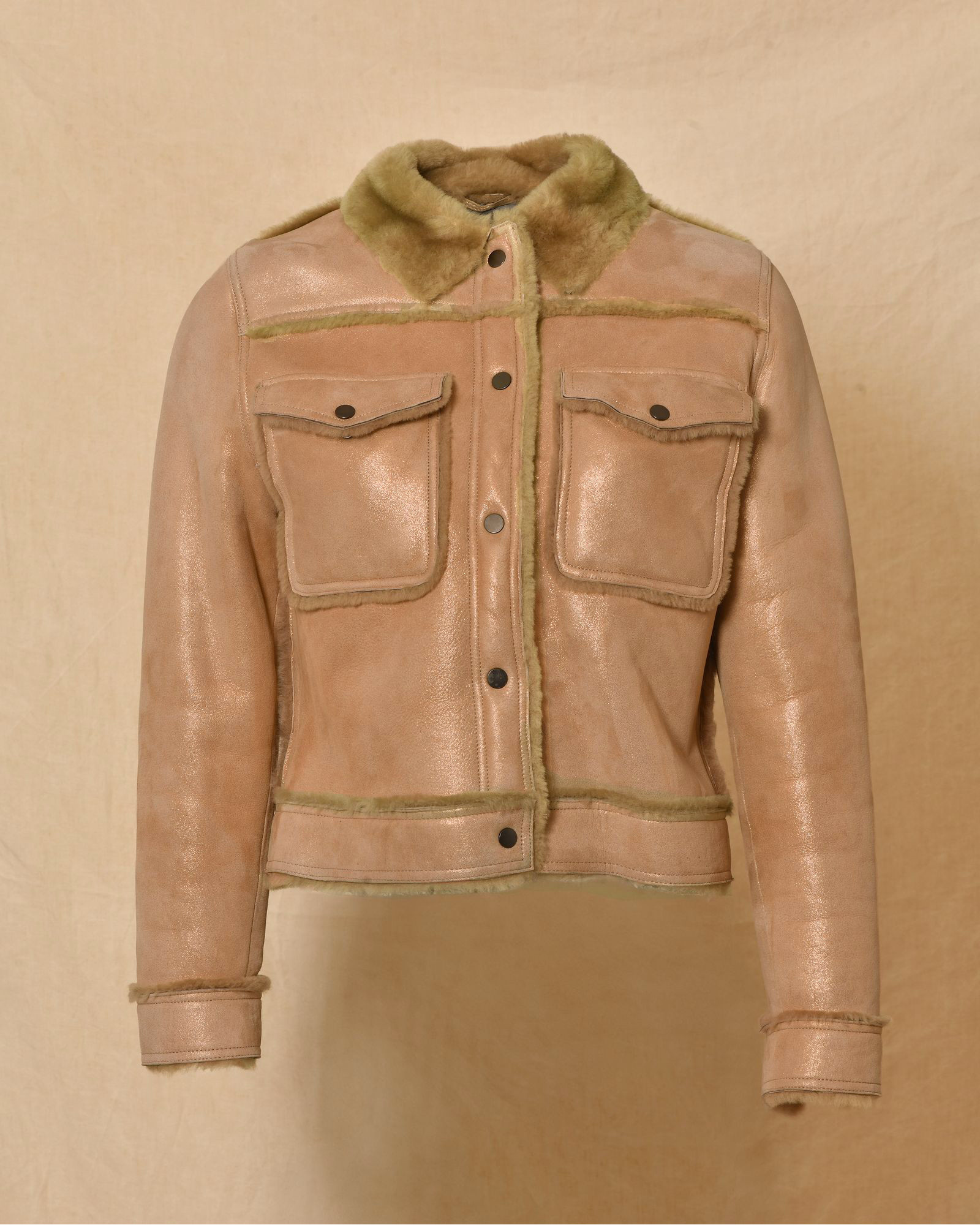 Veste en peau lainée effet suédé Lorena Antoniazzi