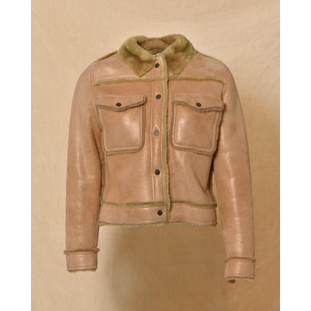 Veste en peau lainée effet suédé Lorena Antoniazzi