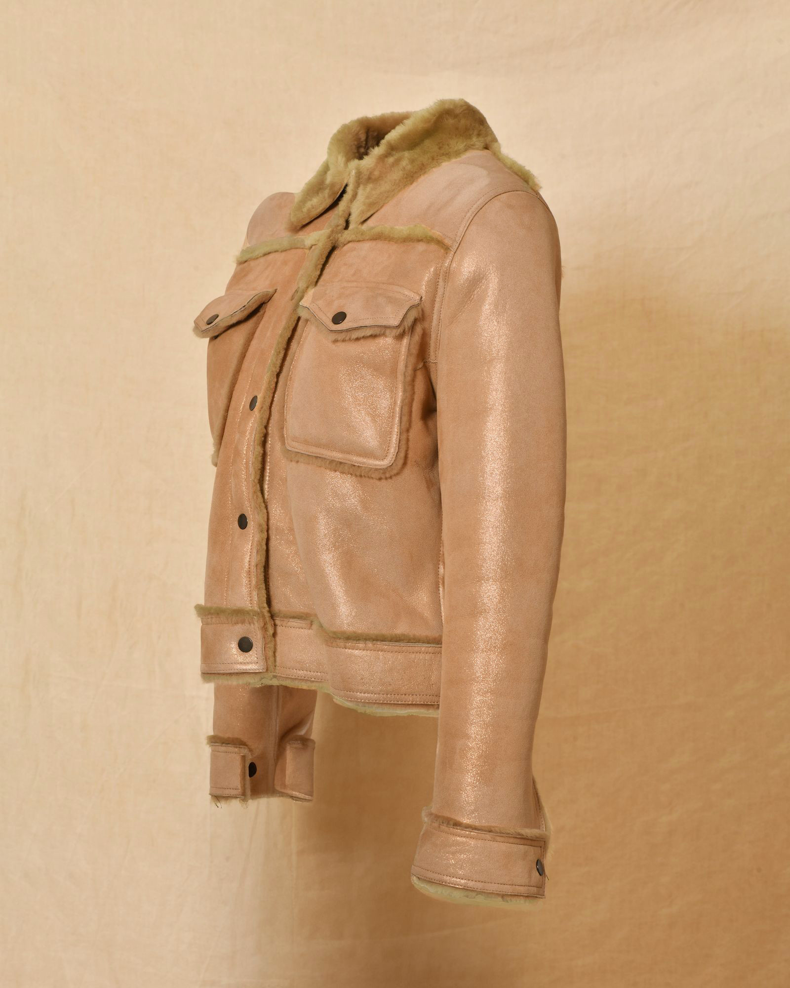 Veste en peau lainée effet suédé Lorena Antoniazzi