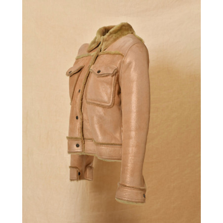 Veste en peau lainée effet suédé Lorena Antoniazzi