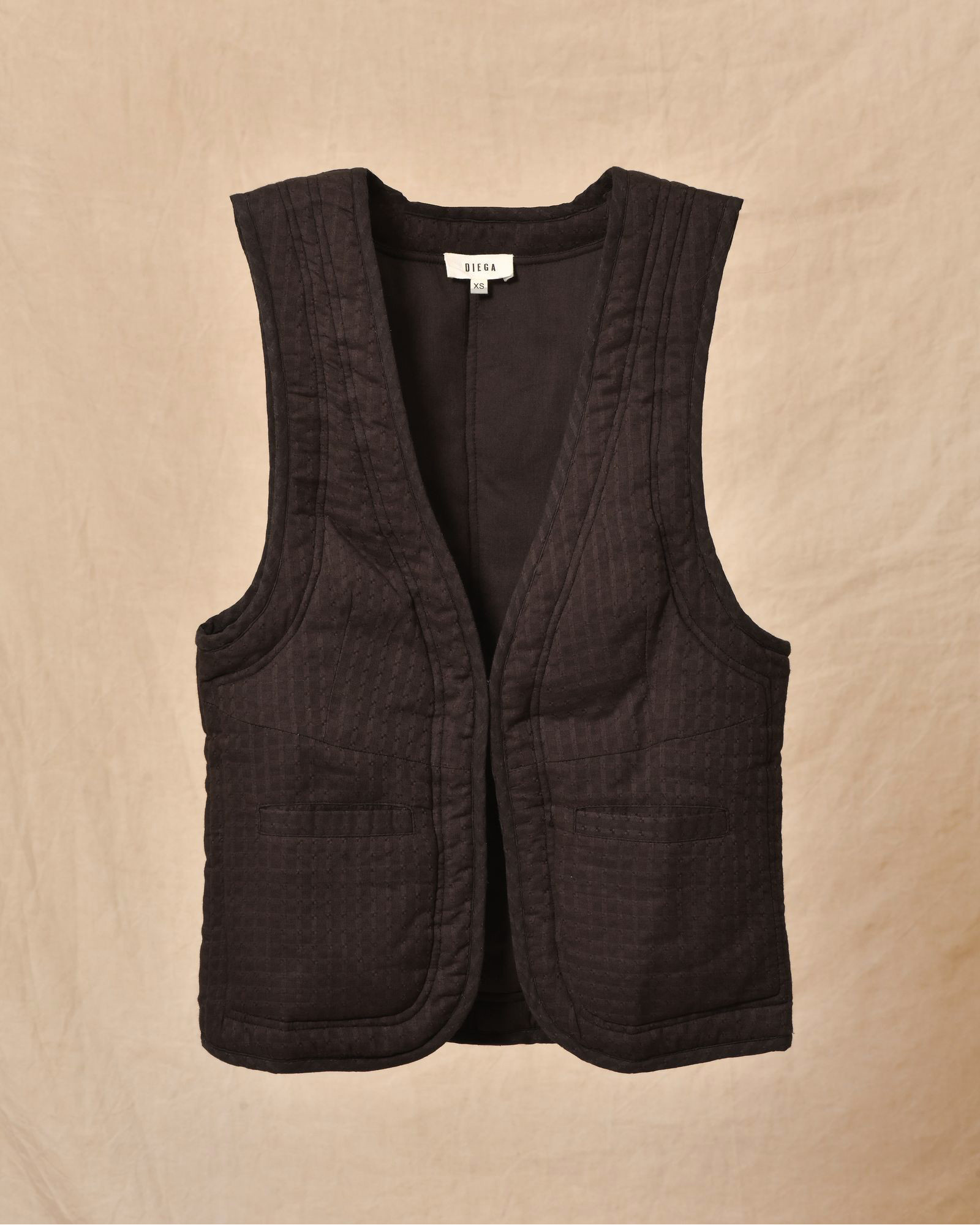 Gilet sans manches à carreaux marron Diega
