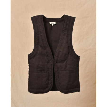 Gilet sans manches à carreaux marron Diega