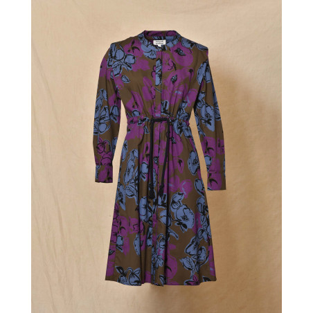 Robe midi imprimée florale et ceinturée Chloé Stora