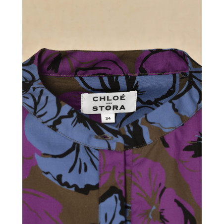 Robe midi imprimée florale et ceinturée Chloé Stora