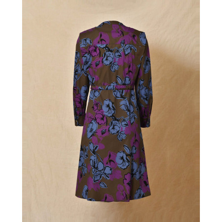 Robe midi imprimée florale et ceinturée Chloé Stora