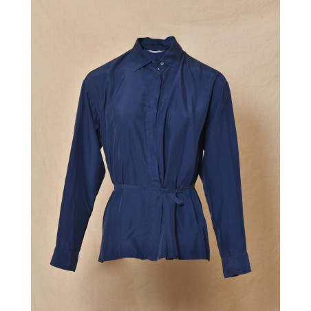 Chemisier en soie bleu Pomandère