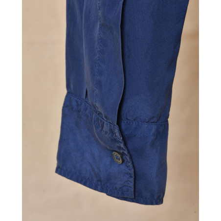 Chemisier en soie bleu Pomandère