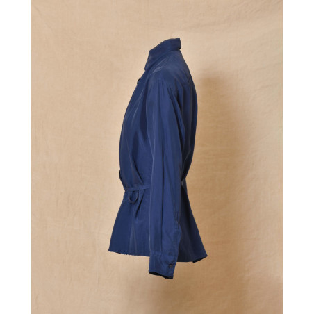 Chemisier en soie bleu Pomandère