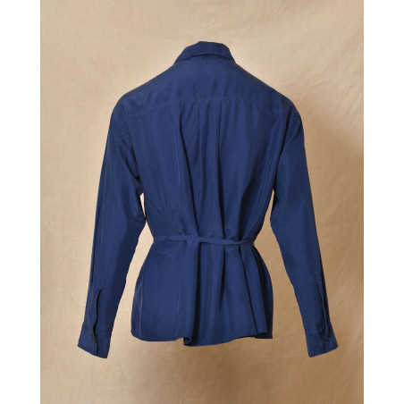 Chemisier en soie bleu Pomandère