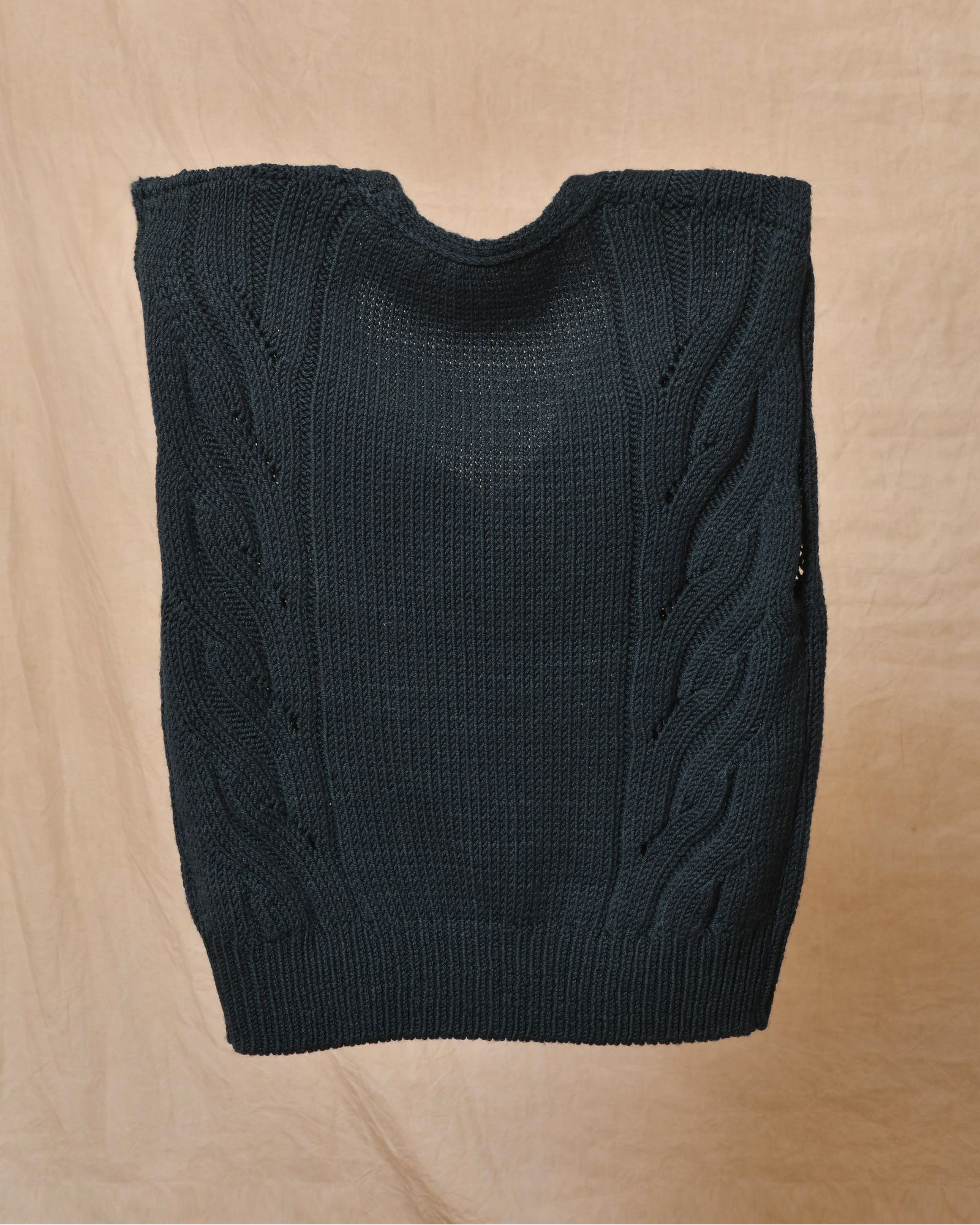 Pull en laine sans manches vert foncé Pomandère
