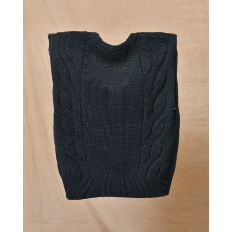 Pull en laine sans manches vert foncé Pomandère