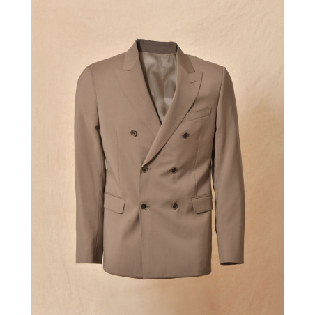 Blazer en laine taupe à boutons croisés Ly Adams