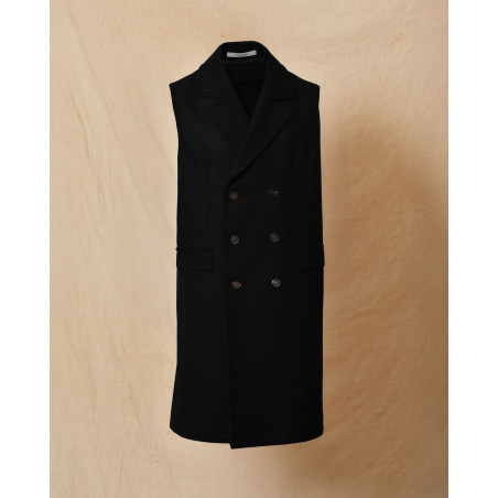 Manteau sans manches en laine noir Ly Adams