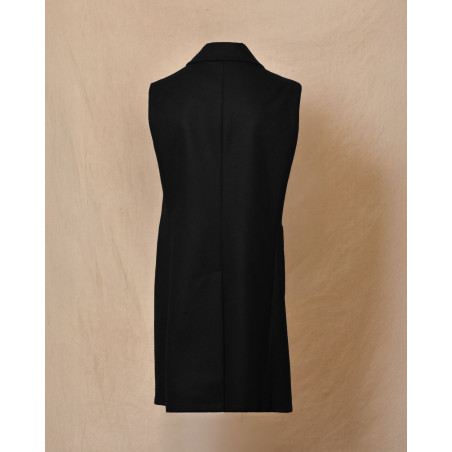 Manteau sans manches en laine noir Ly Adams