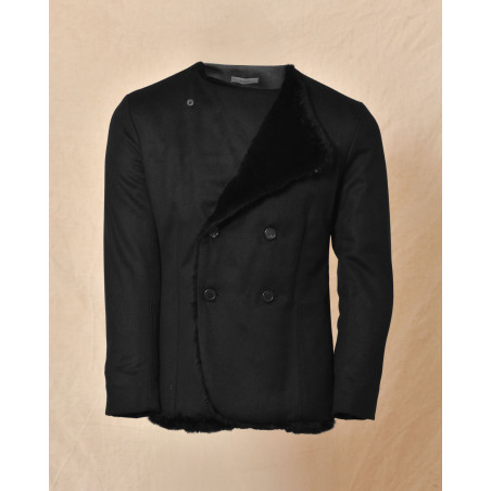 Blouson en cachemire et lapin noir Ly Adams