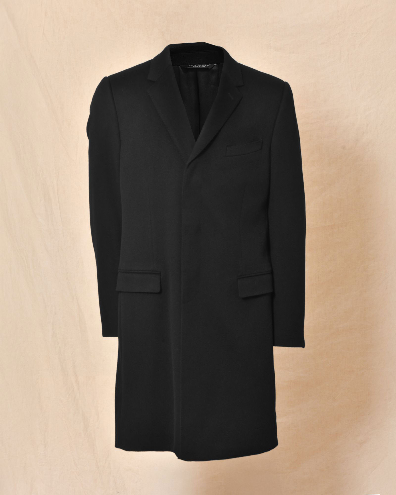 Manteau cintré en laine noir Dolce & Gabbana