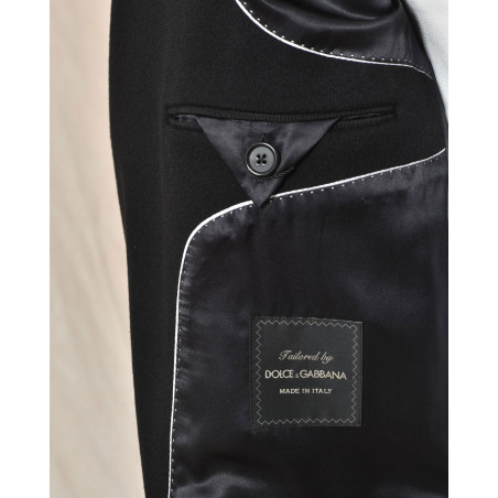 Manteau cintré en laine noir Dolce & Gabbana