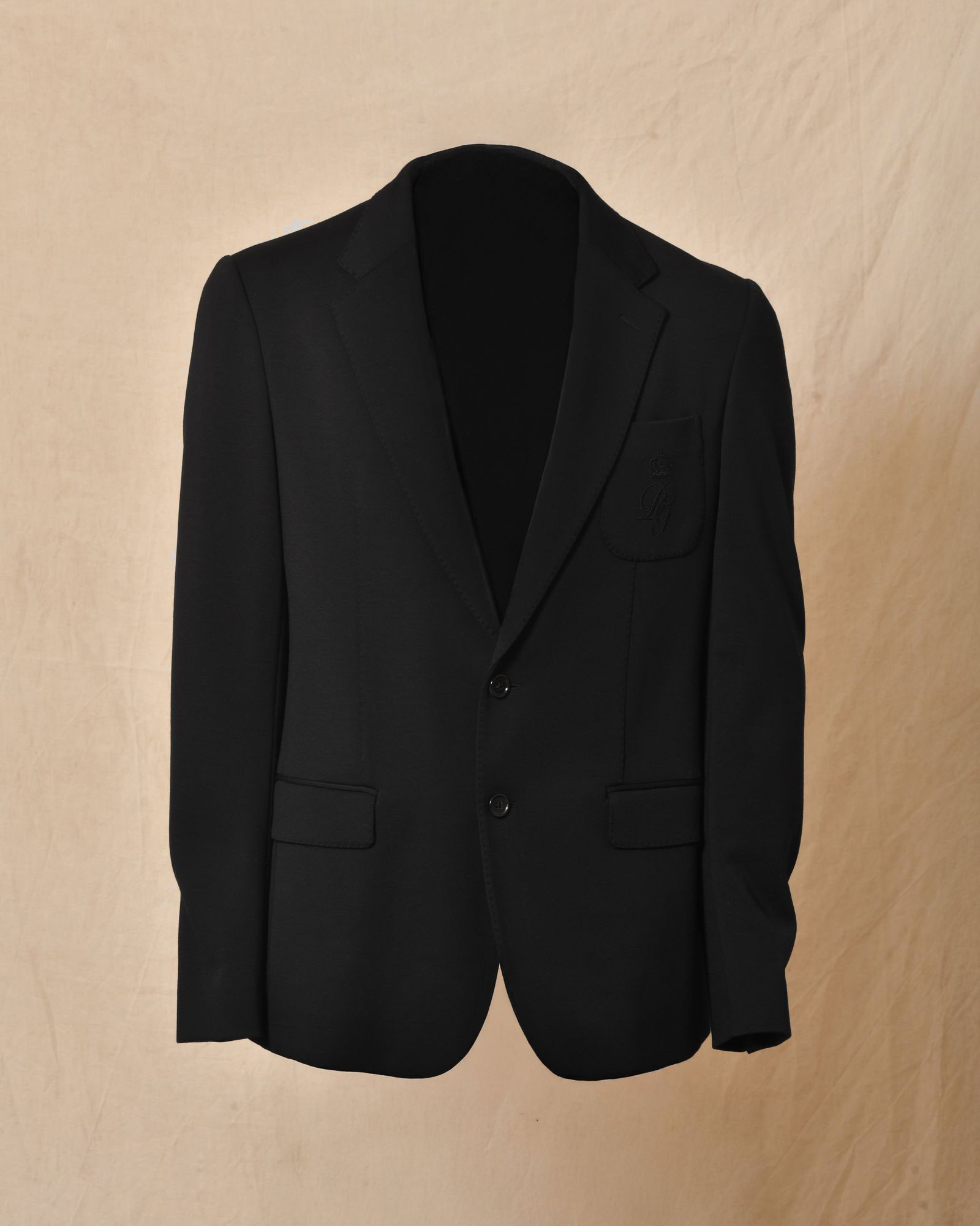 Veste en laine et soie noir à logo brodé Dolce & Gabbana