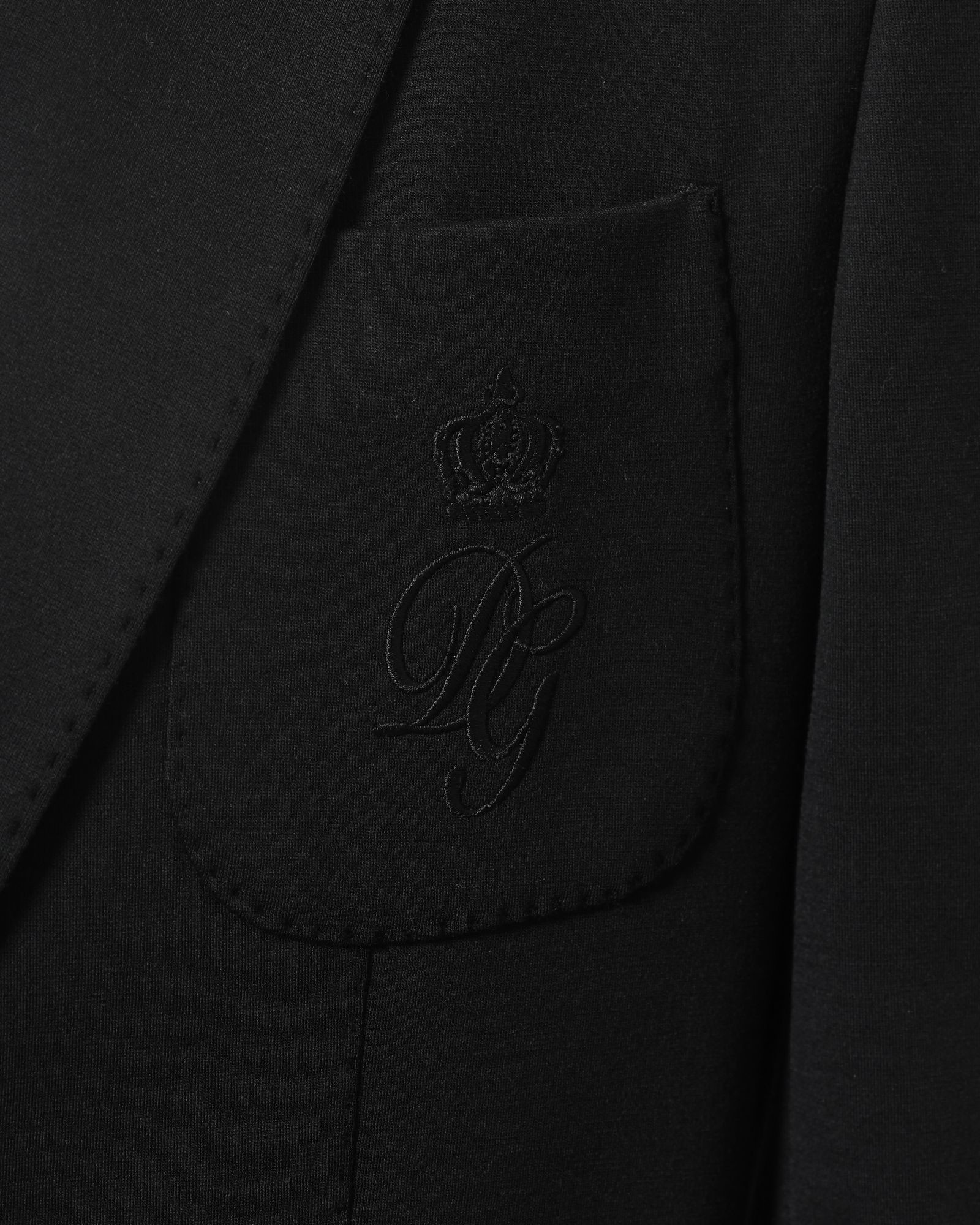 Veste en laine et soie noir à logo brodé Dolce & Gabbana