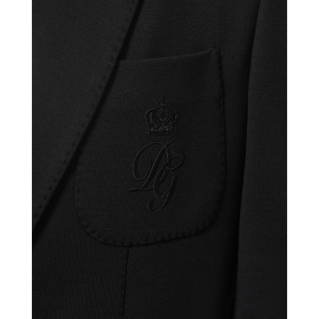 Veste en laine et soie noir à logo brodé Dolce & Gabbana