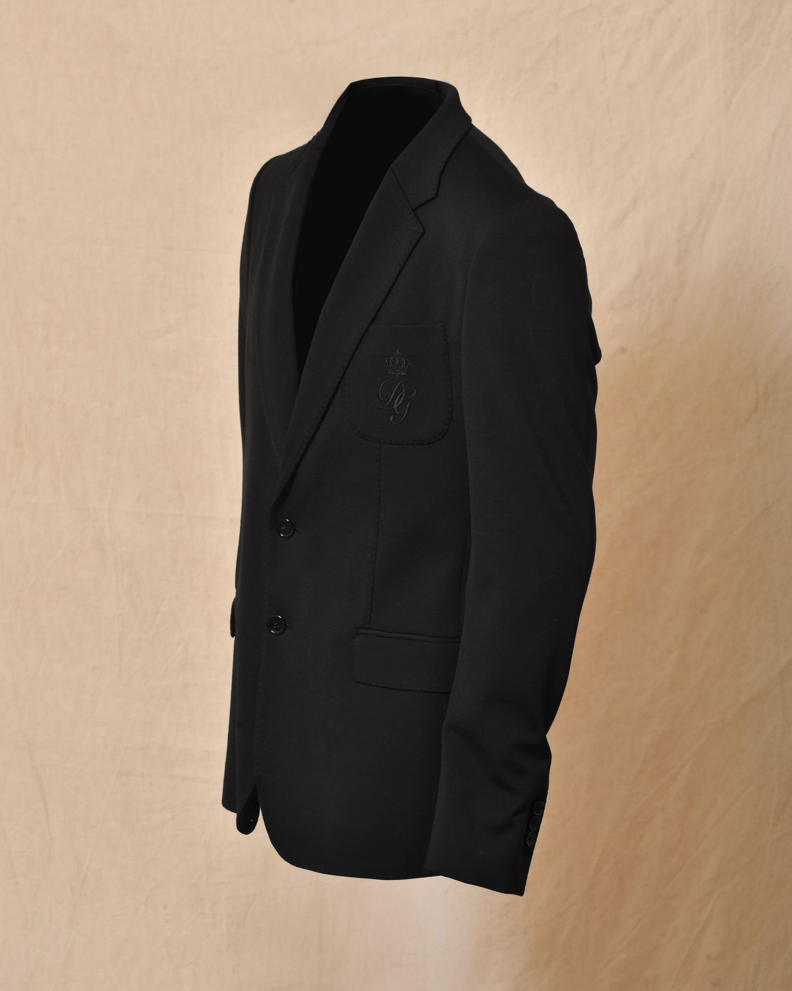 Veste en laine et soie noir à logo brodé Dolce & Gabbana