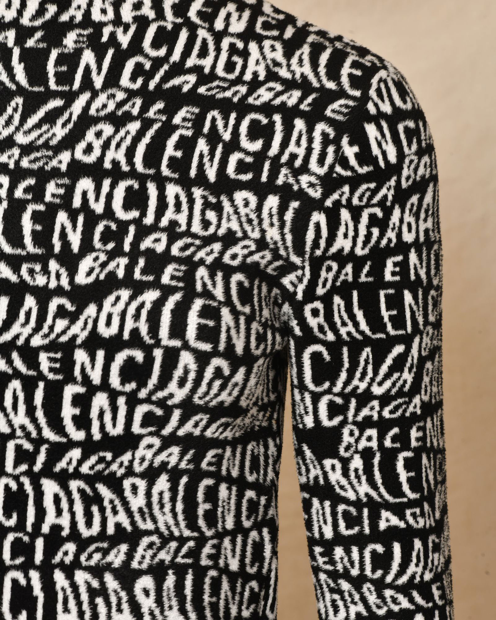 Pull en maille noir à logo Balenciaga