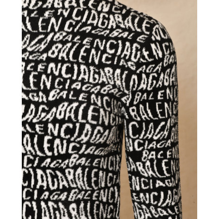 Pull en maille noir à logo Balenciaga