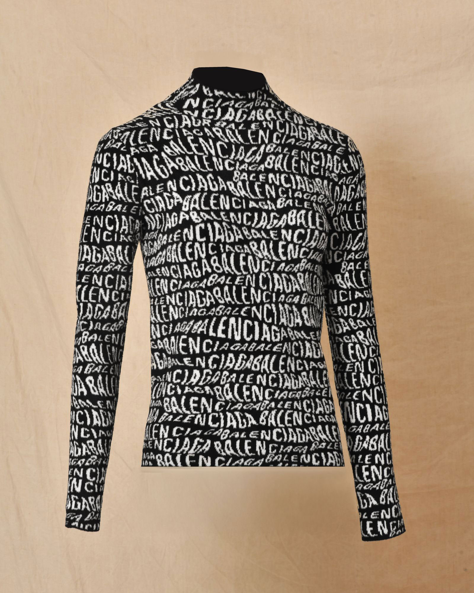 Pull en maille noir à logo Balenciaga