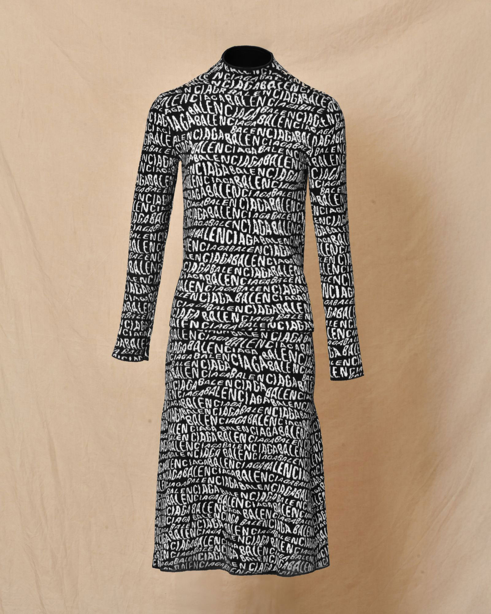 Jupe patineuse en maille noir à logo Balenciaga