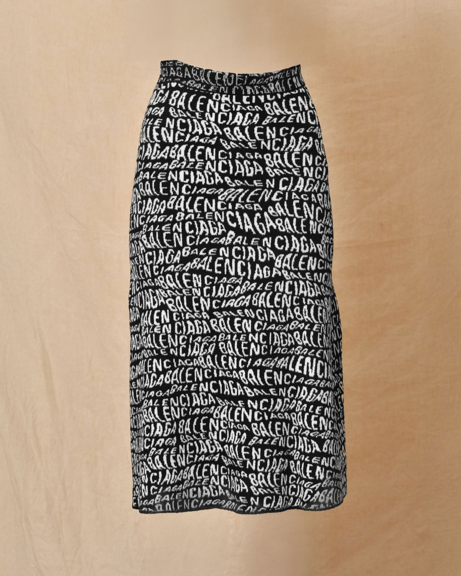 Jupe patineuse en maille noir à logo Balenciaga