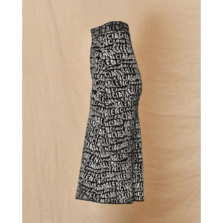 Jupe patineuse en maille noir à logo Balenciaga