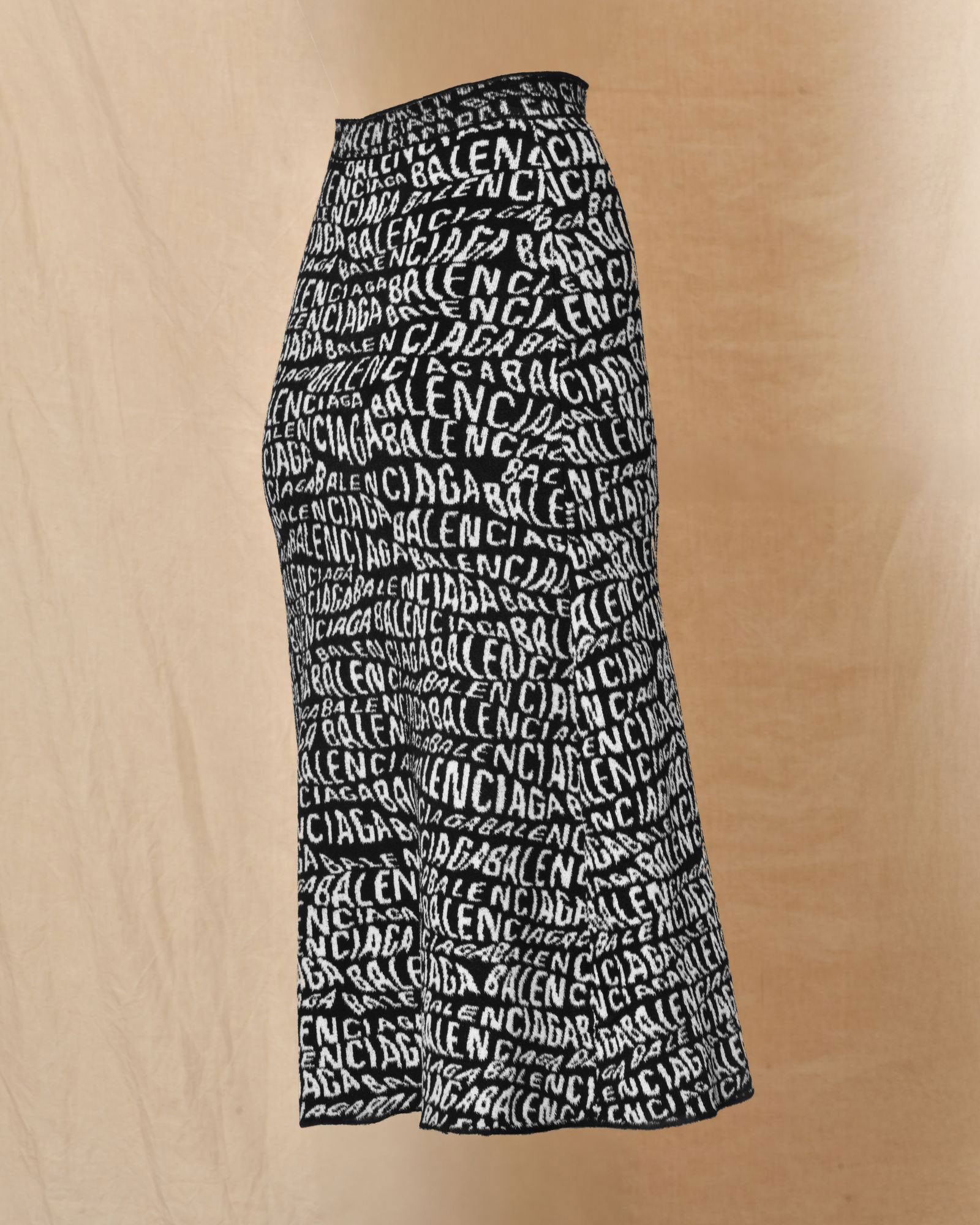 Jupe patineuse en maille noir à logo Balenciaga