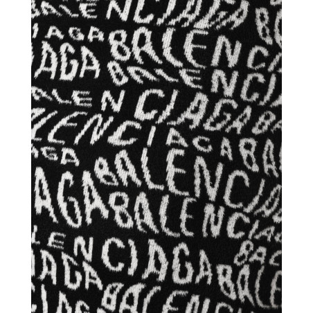 Jupe patineuse en maille noir à logo Balenciaga