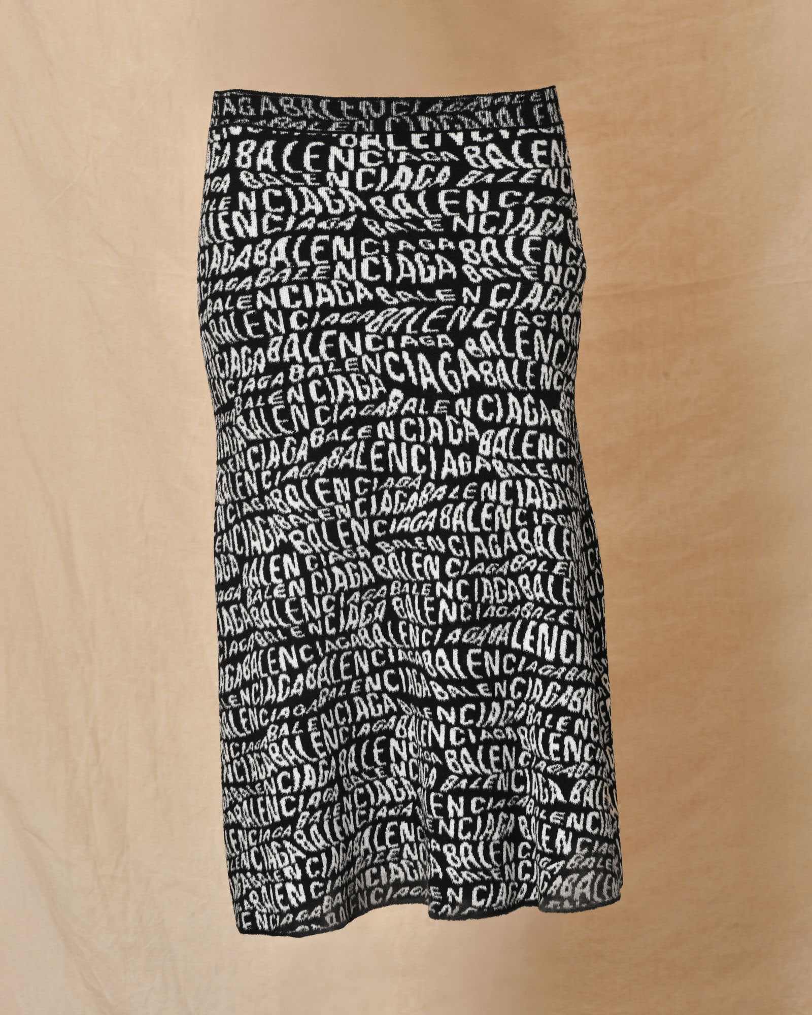 Jupe patineuse en maille noir à logo Balenciaga
