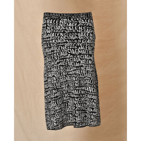 Jupe patineuse en maille noir à logo Balenciaga