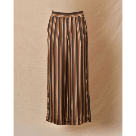 Pantalon en soie rayée camel Chloé Stora