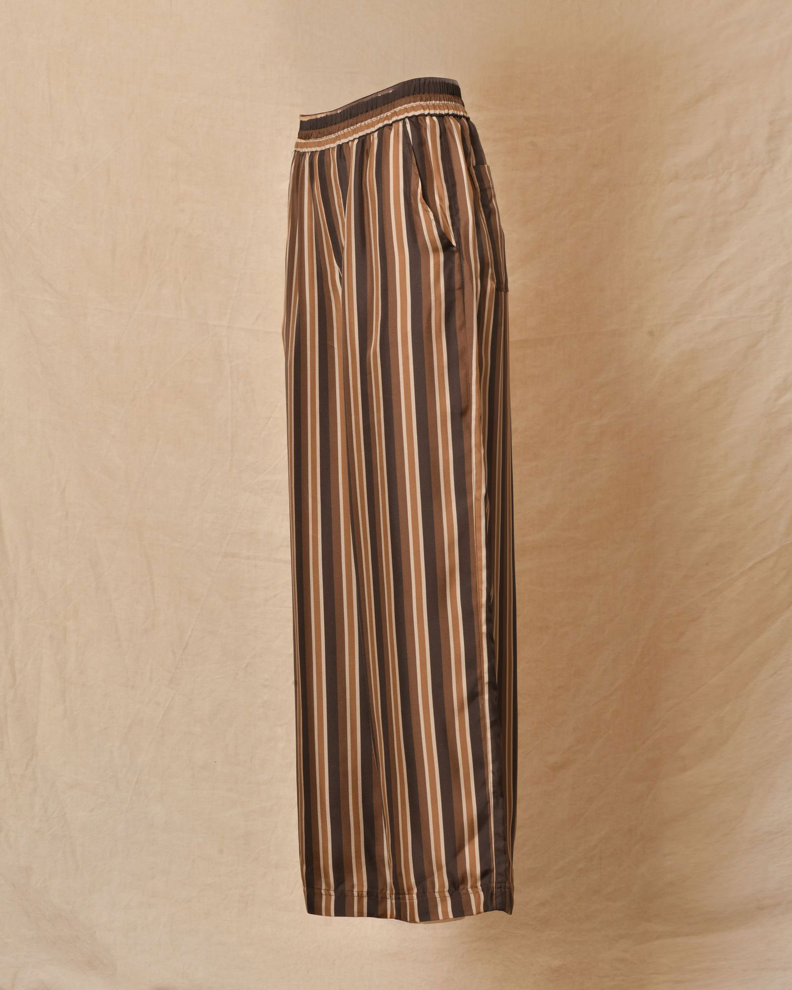 Pantalon en soie rayée camel Chloé Stora