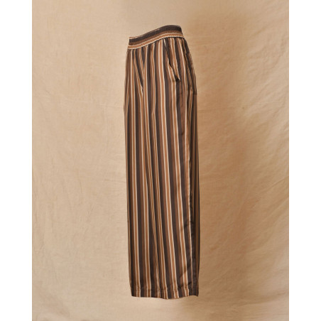 Pantalon en soie rayée camel Chloé Stora