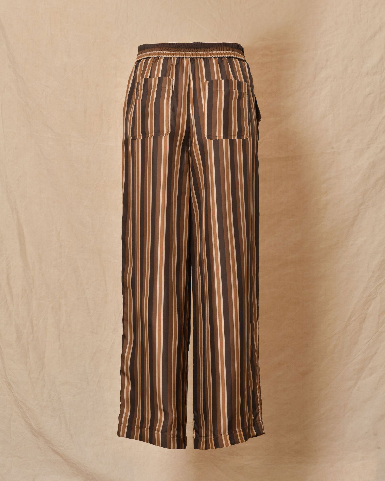 Pantalon en soie rayée camel Chloé Stora