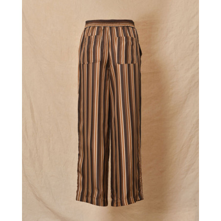 Pantalon en soie rayée camel Chloé Stora