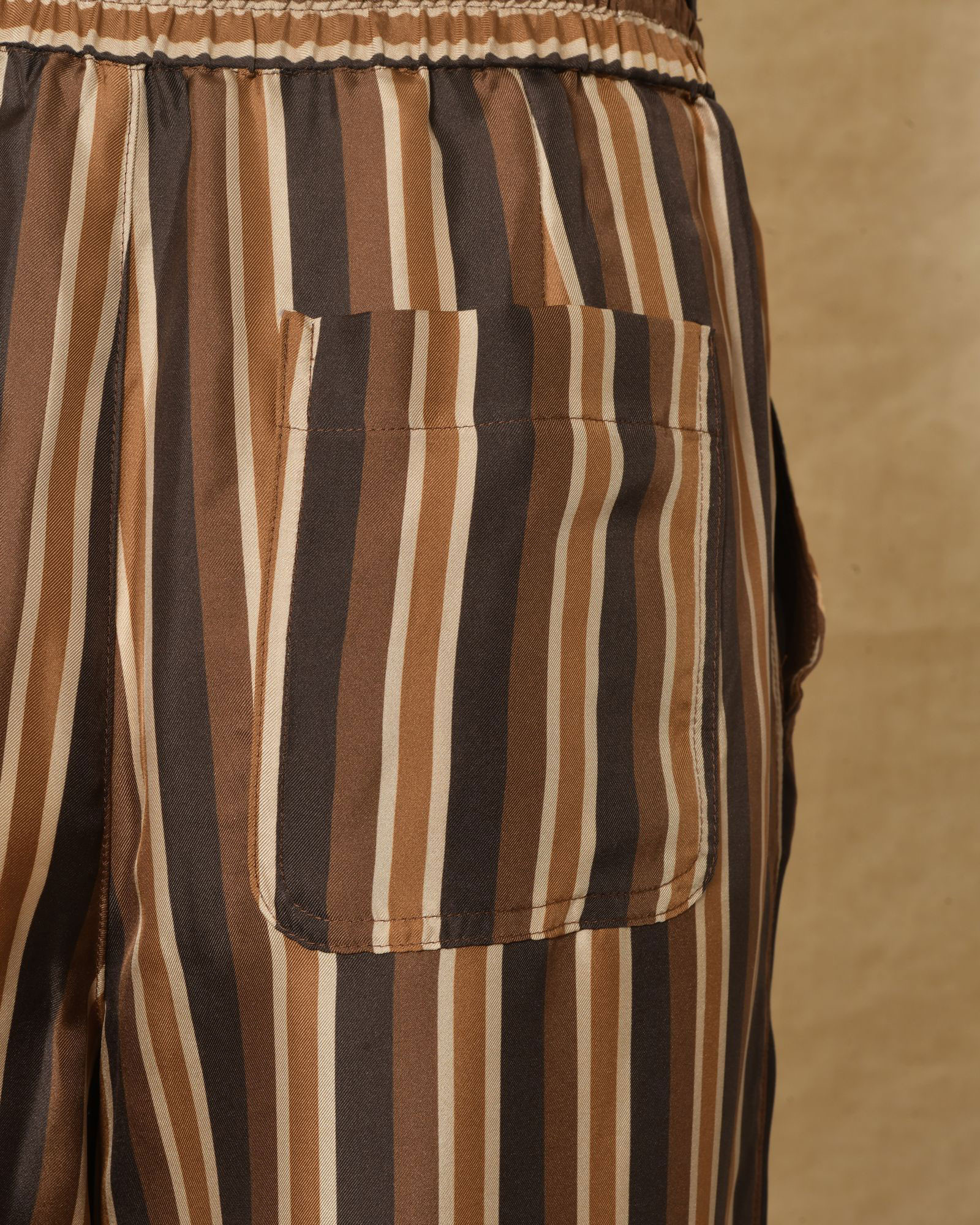 Pantalon en soie rayée camel Chloé Stora