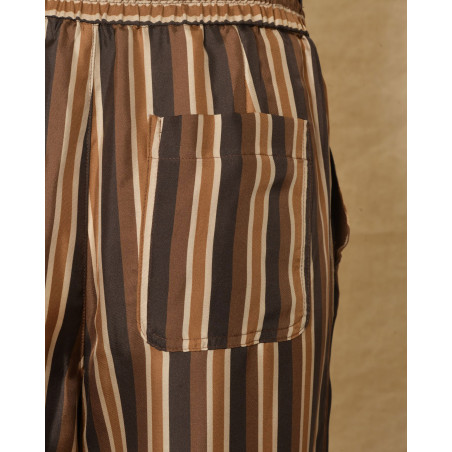 Pantalon en soie rayée camel Chloé Stora