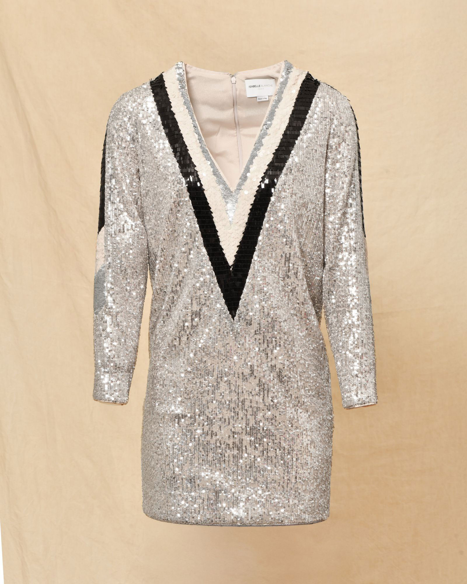 Robe courte à sequins tricolores Isabelle Blanche