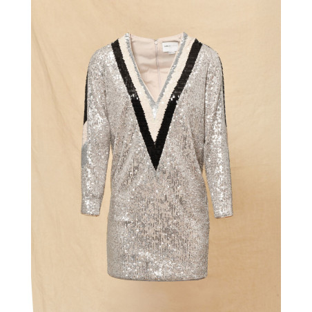 Robe courte à sequins tricolores Isabelle Blanche