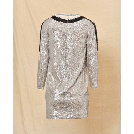 Robe courte à sequins tricolores Isabelle Blanche
